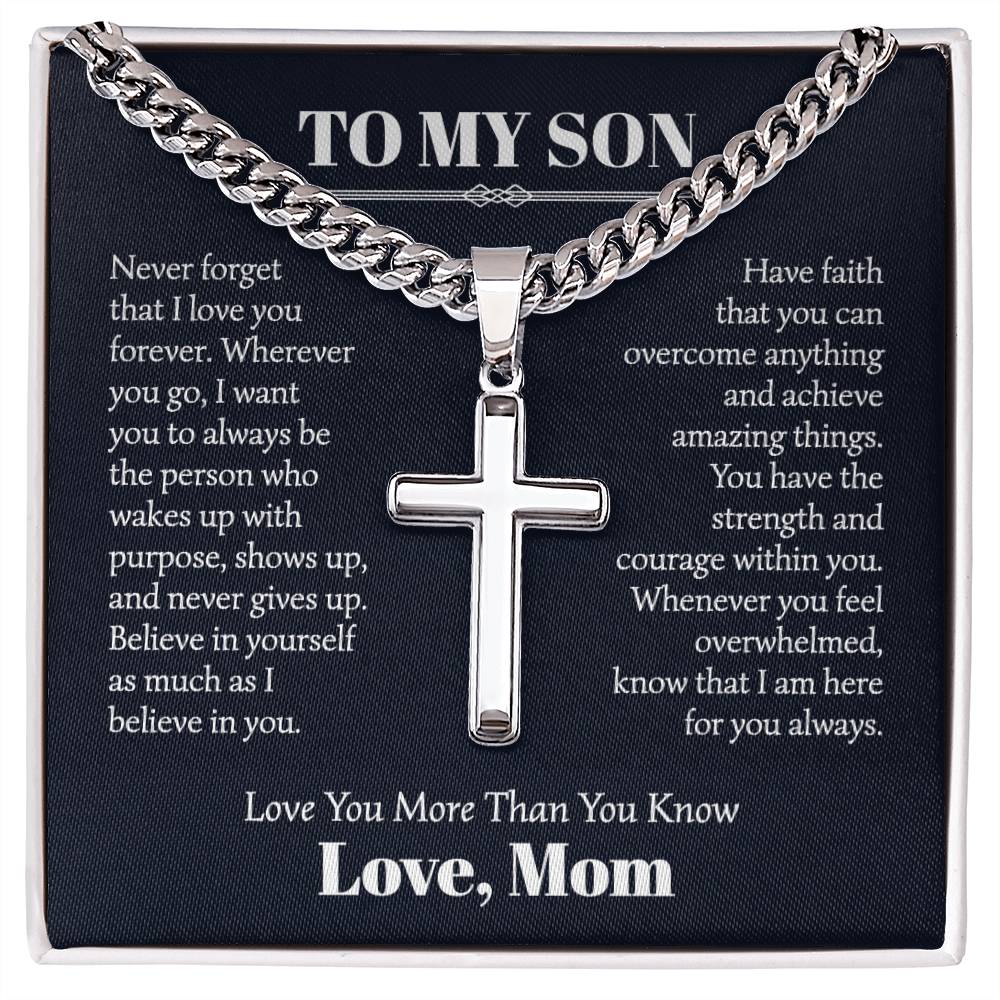 To My Son Cuban Cross necklace From Mom
