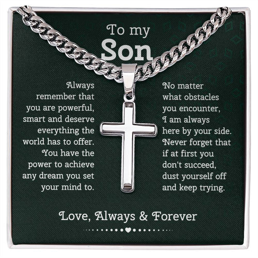 To My Son From Mom | Son Gifts From Mom and Dad | Mother and Son Cross Necklace | Birthday Gift For My Son Graduation Christmas