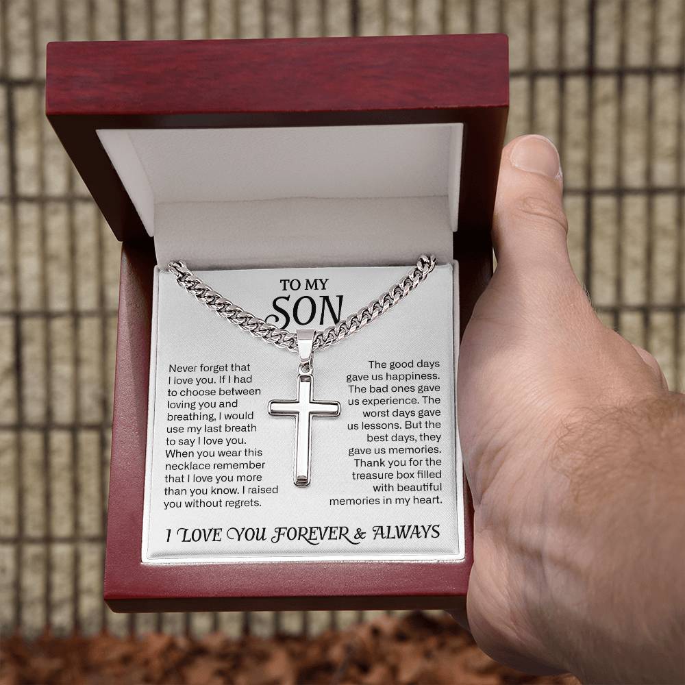 To My Son Cuban Cross Necklace, Son Gifts From Mom and Dad, Mother and Son Necklace, Birthday Gift For My Son Graduation Christmas