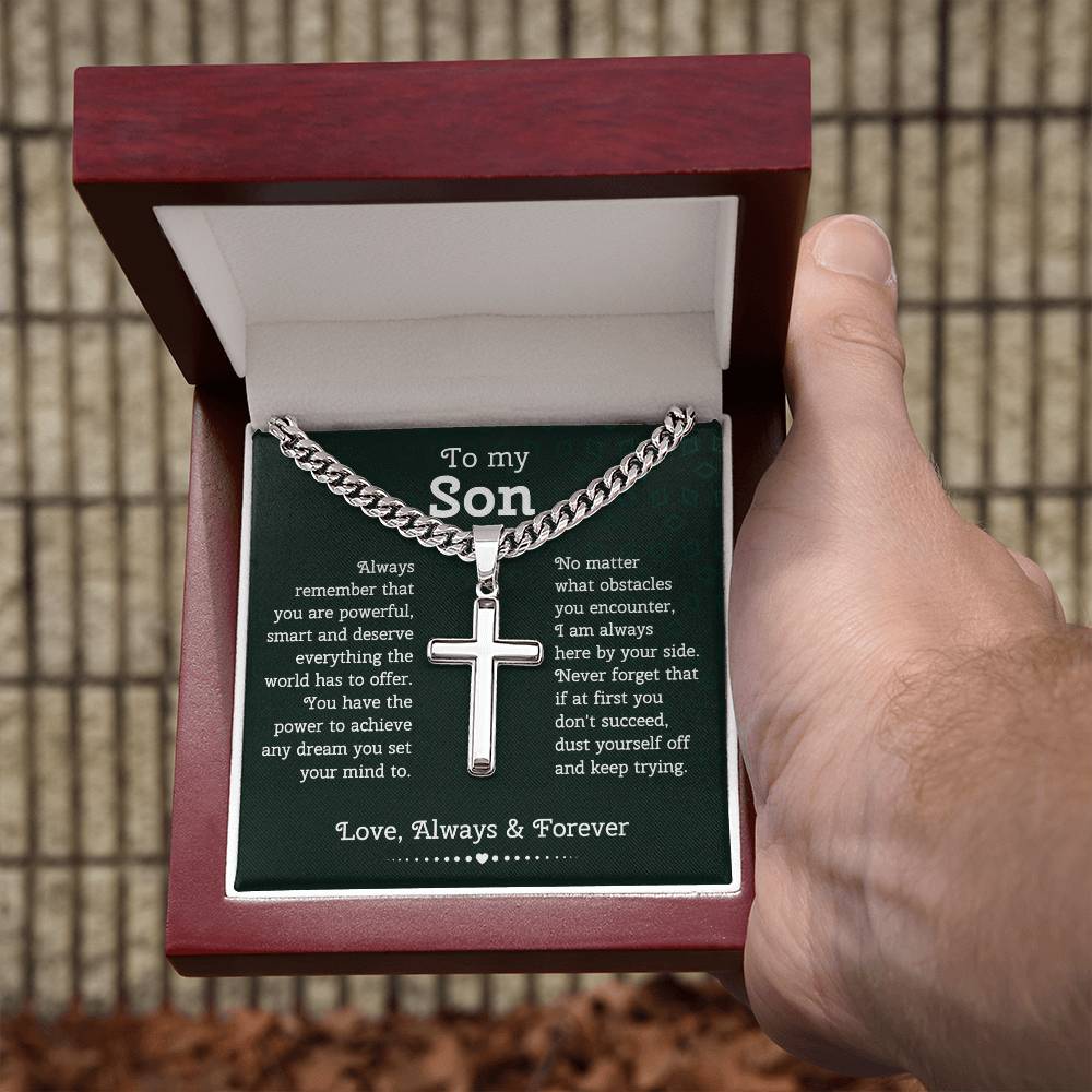 To My Son From Mom | Son Gifts From Mom and Dad | Mother and Son Cross Necklace | Birthday Gift For My Son Graduation Christmas