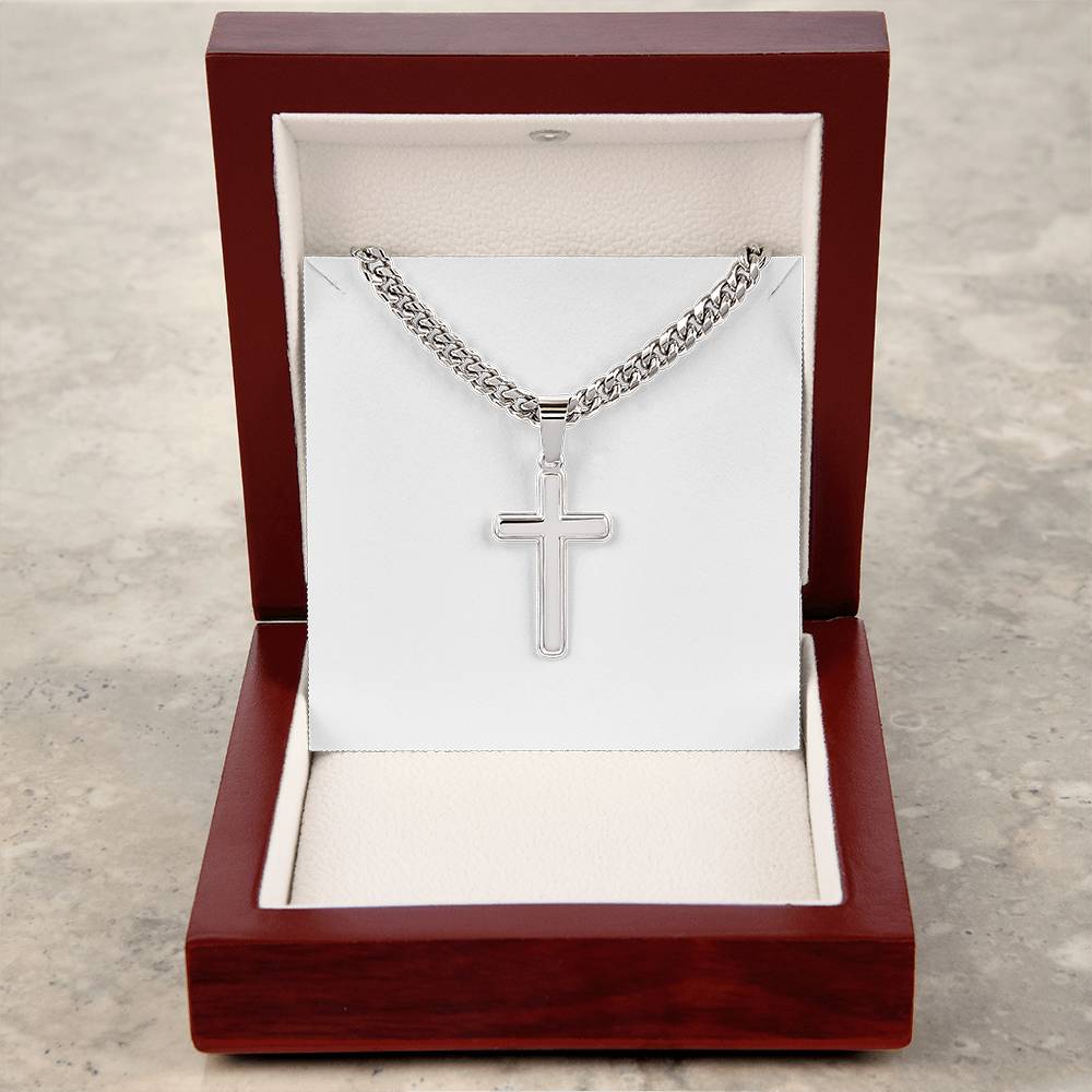 To My Future Husband Cuban Chain with Artisan Cross Necklace, Jewelry Gift for Him from Future Wife, Wedding Day Gift For Fiancé