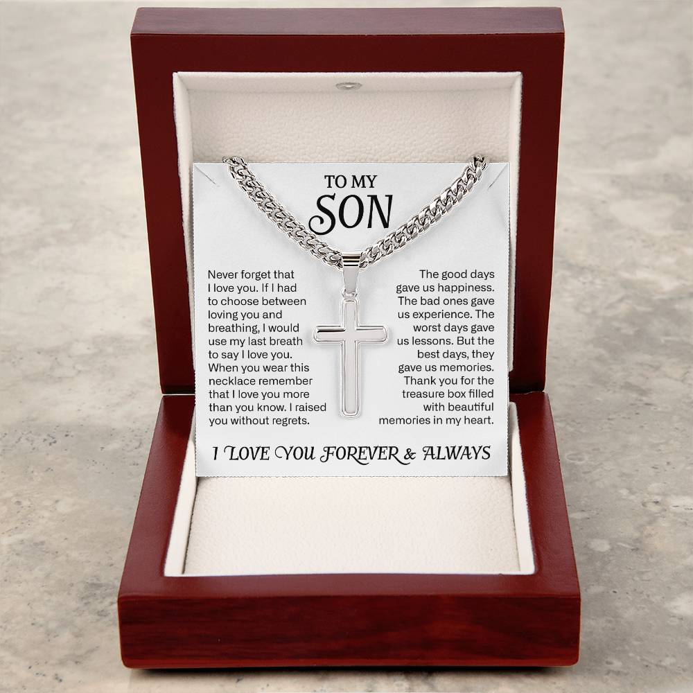 To My Son Cuban Cross Necklace, Son Gifts From Mom and Dad, Mother and Son Necklace, Birthday Gift For My Son Graduation Christmas