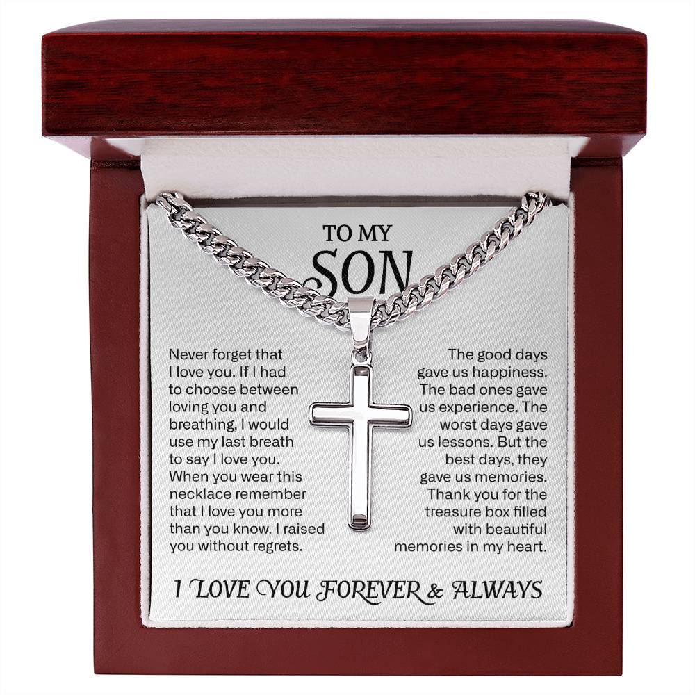 To My Son Cuban Cross Necklace, Son Gifts From Mom and Dad, Mother and Son Necklace, Birthday Gift For My Son Graduation Christmas