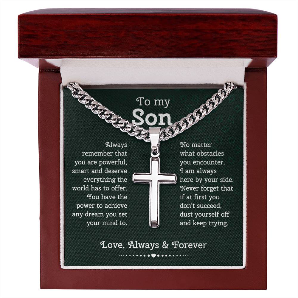 To My Son From Mom | Son Gifts From Mom and Dad | Mother and Son Cross Necklace | Birthday Gift For My Son Graduation Christmas