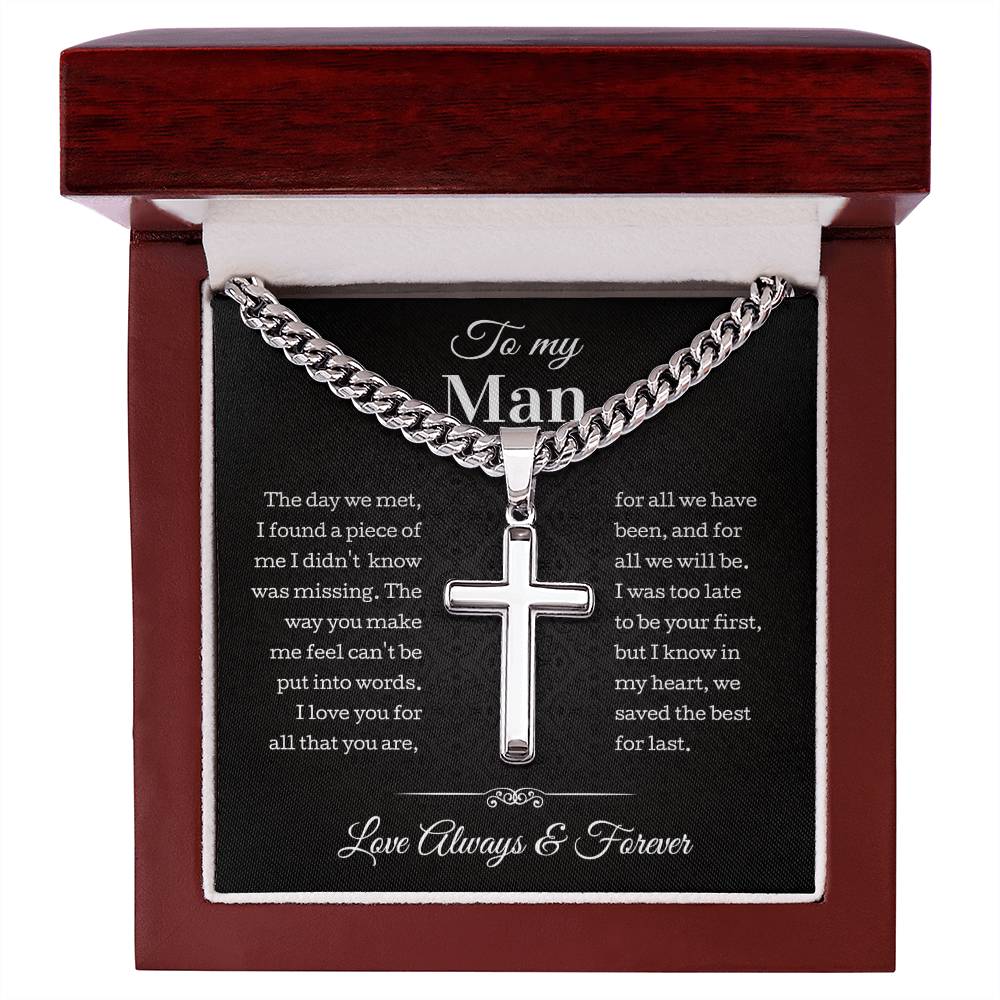 To My Man Cross Necklace, Gifts For Boyfriend From Girlfriend, Gifts For Husband From Wife, Gift For Groom From Bride On Wedding Day, Anniversary Birthday Gift For Him, Valentines Fathers Day Christmas