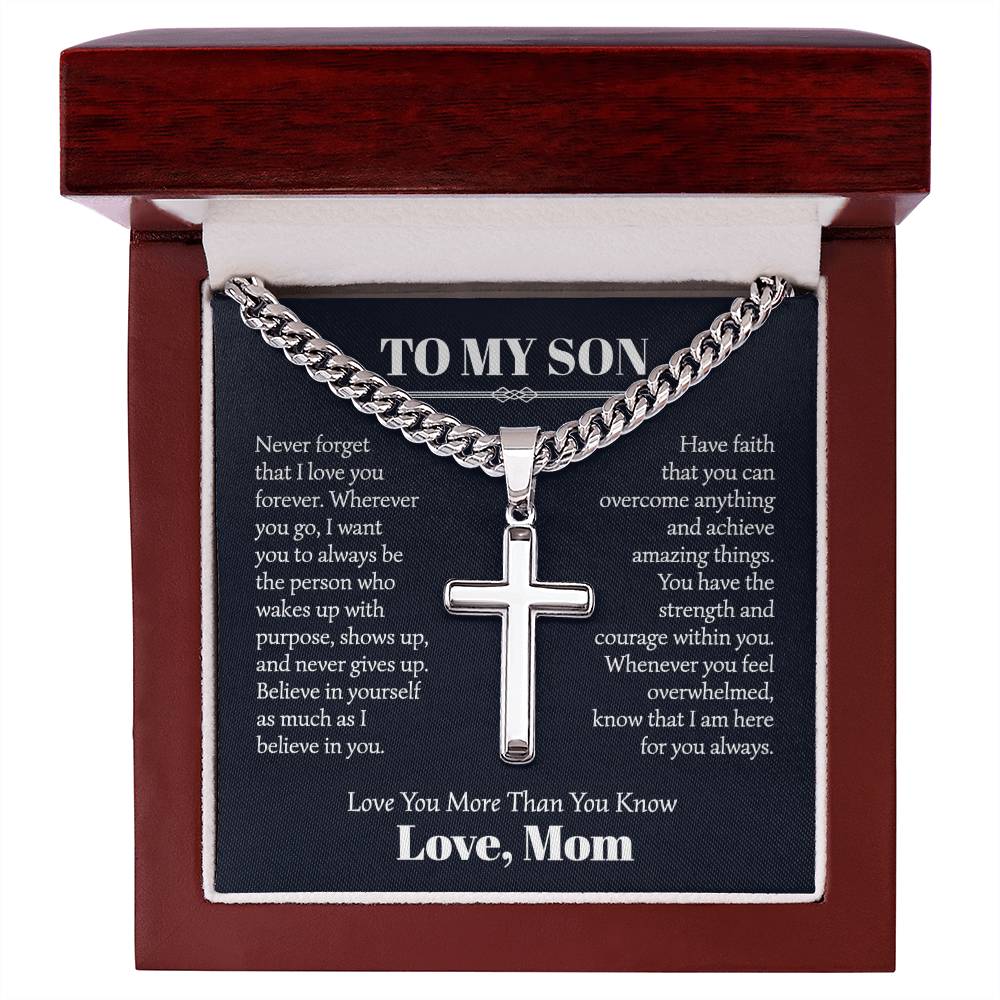 To My Son Cuban Cross necklace From Mom