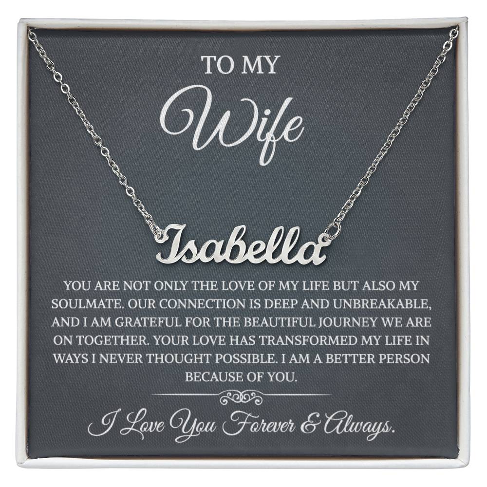To My Wife Necklace from Husband with Message Card Romantic Gifts for Wife  Name Necklace for Women, Wife Jewelry Rose Gold, Wife Birthday Anniversary Valentines Mothers Day Gifts
