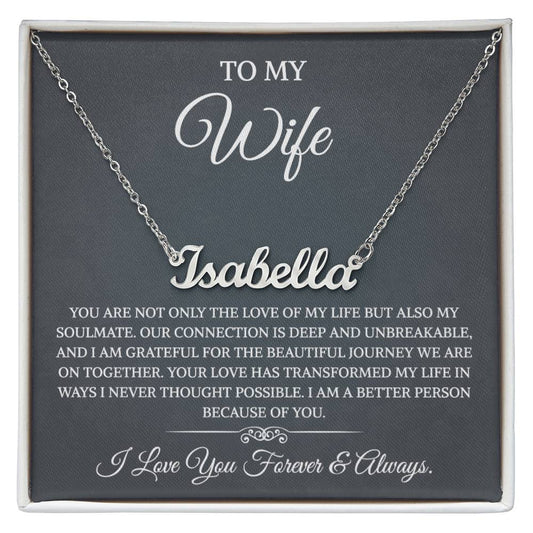 To My Wife Necklace from Husband with Message Card Romantic Gifts for Wife  Name Necklace for Women, Wife Jewelry Rose Gold, Wife Birthday Anniversary Valentines Mothers Day Gifts