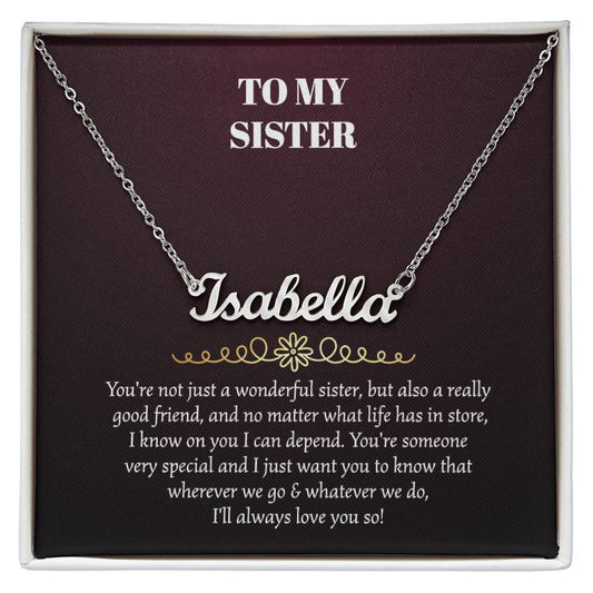To My Sister Personalized Name Necklace Birthday Christmas Jewelry Gift