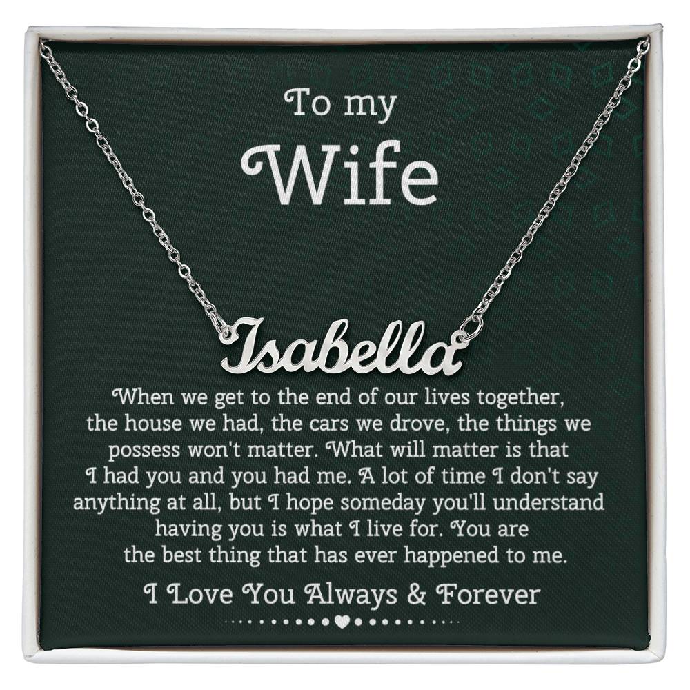 To My Wife Personalized Heart Name Necklace, From Husband, Anniversary Gift for Wife, Sentimental Gift for Wife, Birthday Gift for Wife