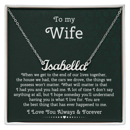 To My Wife Personalized Heart Name Necklace, From Husband, Anniversary Gift for Wife, Sentimental Gift for Wife, Birthday Gift for Wife