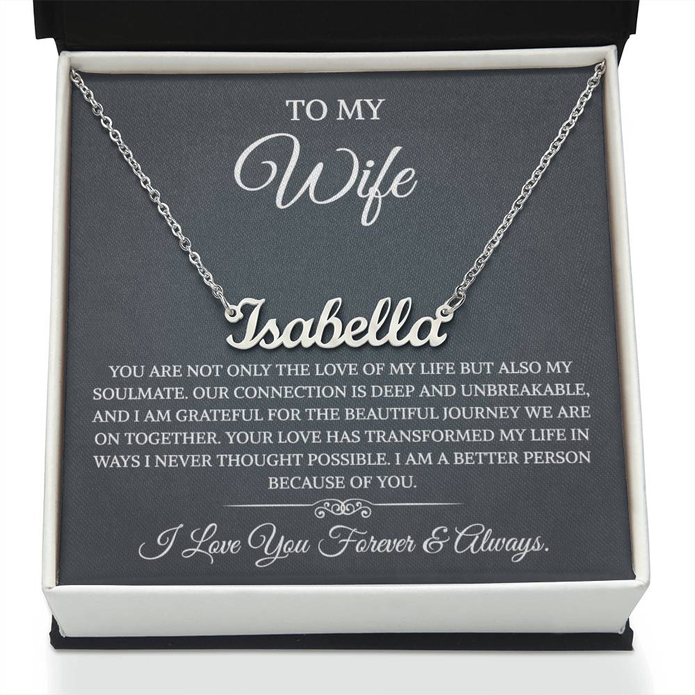 To My Wife Necklace from Husband with Message Card Romantic Gifts for Wife  Name Necklace for Women, Wife Jewelry Rose Gold, Wife Birthday Anniversary Valentines Mothers Day Gifts