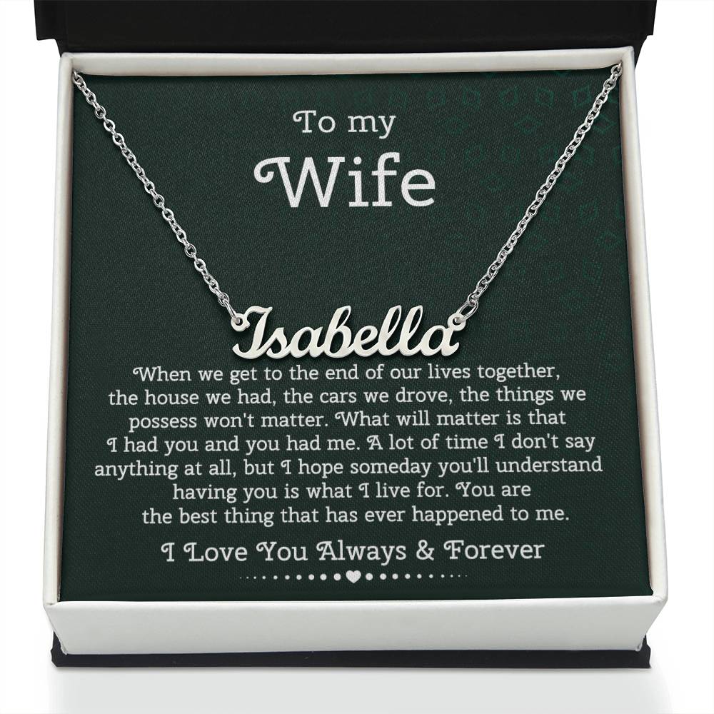 To My Wife Personalized Heart Name Necklace, From Husband, Anniversary Gift for Wife, Sentimental Gift for Wife, Birthday Gift for Wife