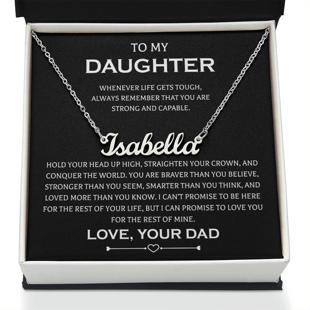 Gifts to My Daughter Necklace From Dad Personalized Name Necklace Father Daughter Necklaces On Birthday, Anniversary Includes Gift Box