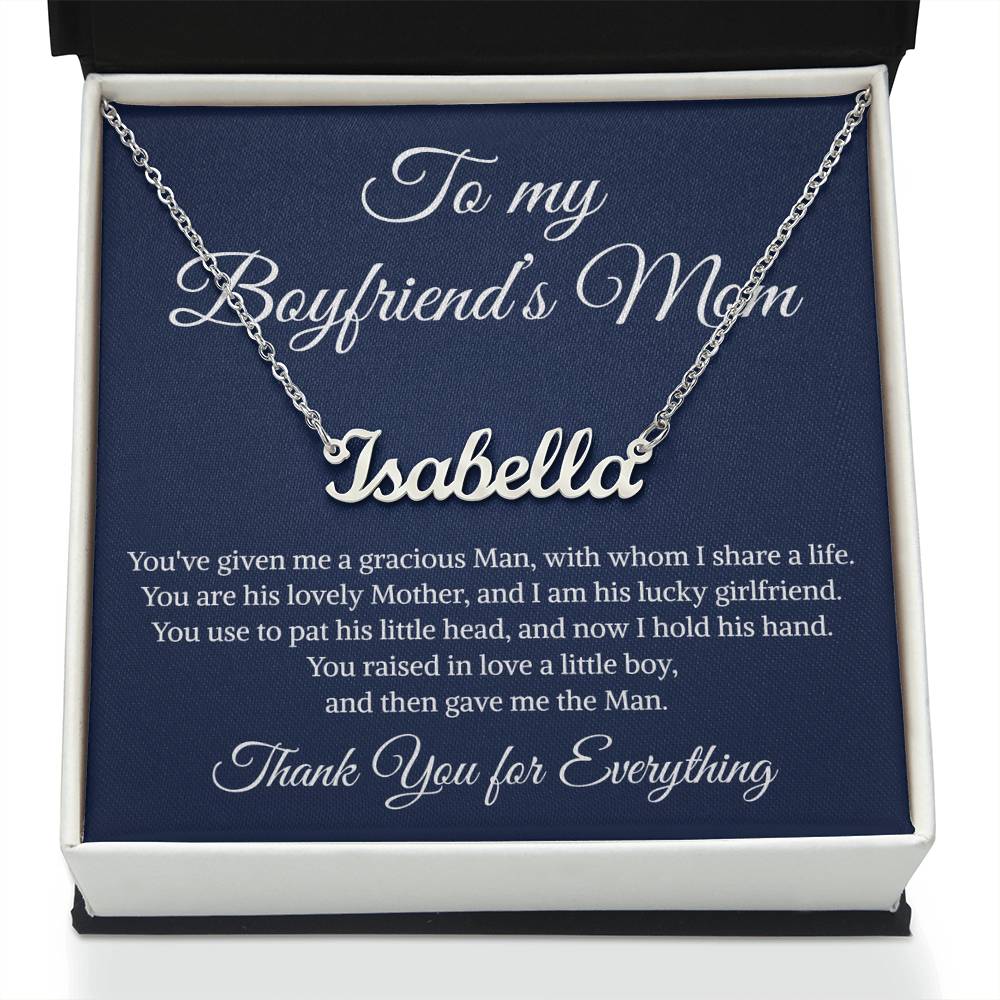 Gift to My Boyfriend's Mom Necklace, Personalized Name Necklace , Boyfriends Mom Necklace