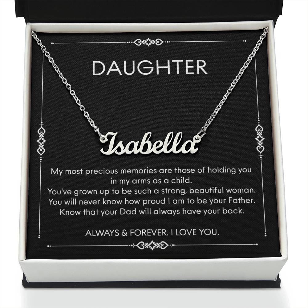 To My Daughter Necklace Gifts for Daughter From Dad, Birthday Gift To Daughter Gift for Girls From Father, Necklaces Personalized Name Necklace