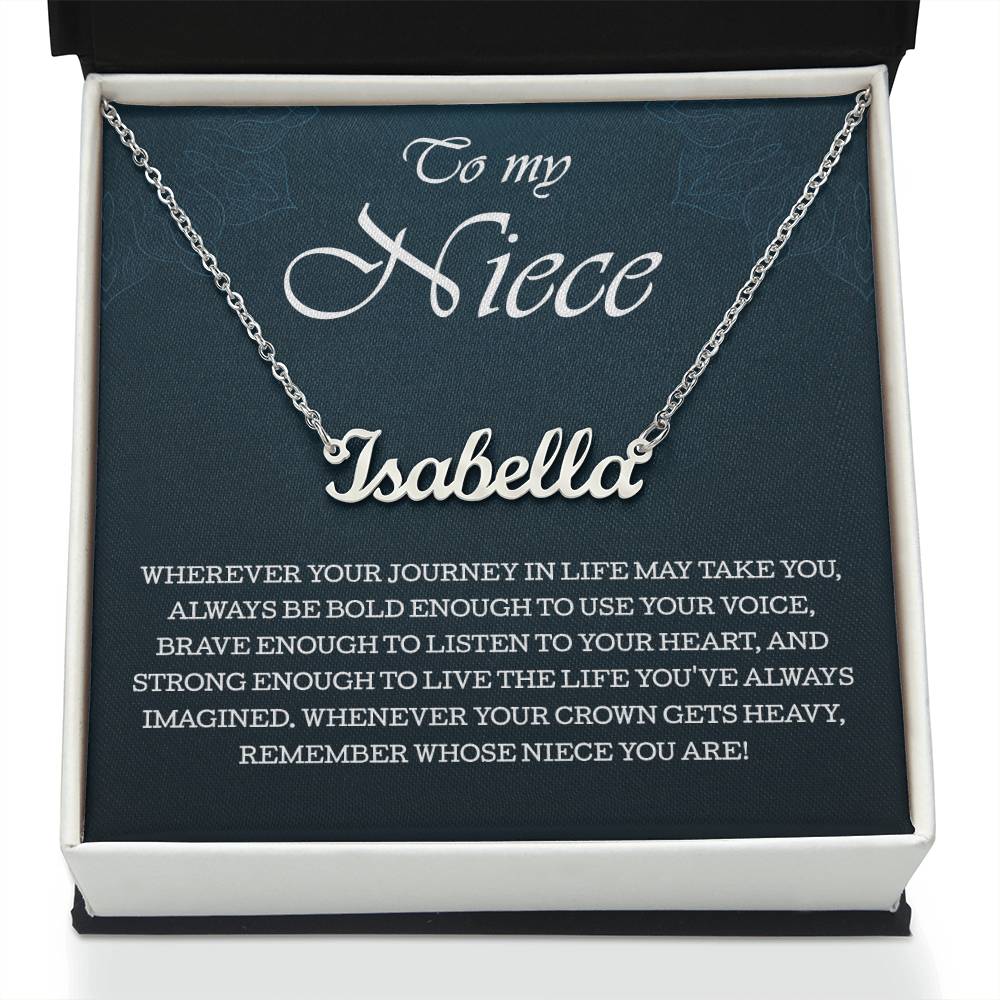 To My Niece Personalized Name Necklace, Perfect Birthday or Graduation Gift with Blessing Card and Gift Box Packaging