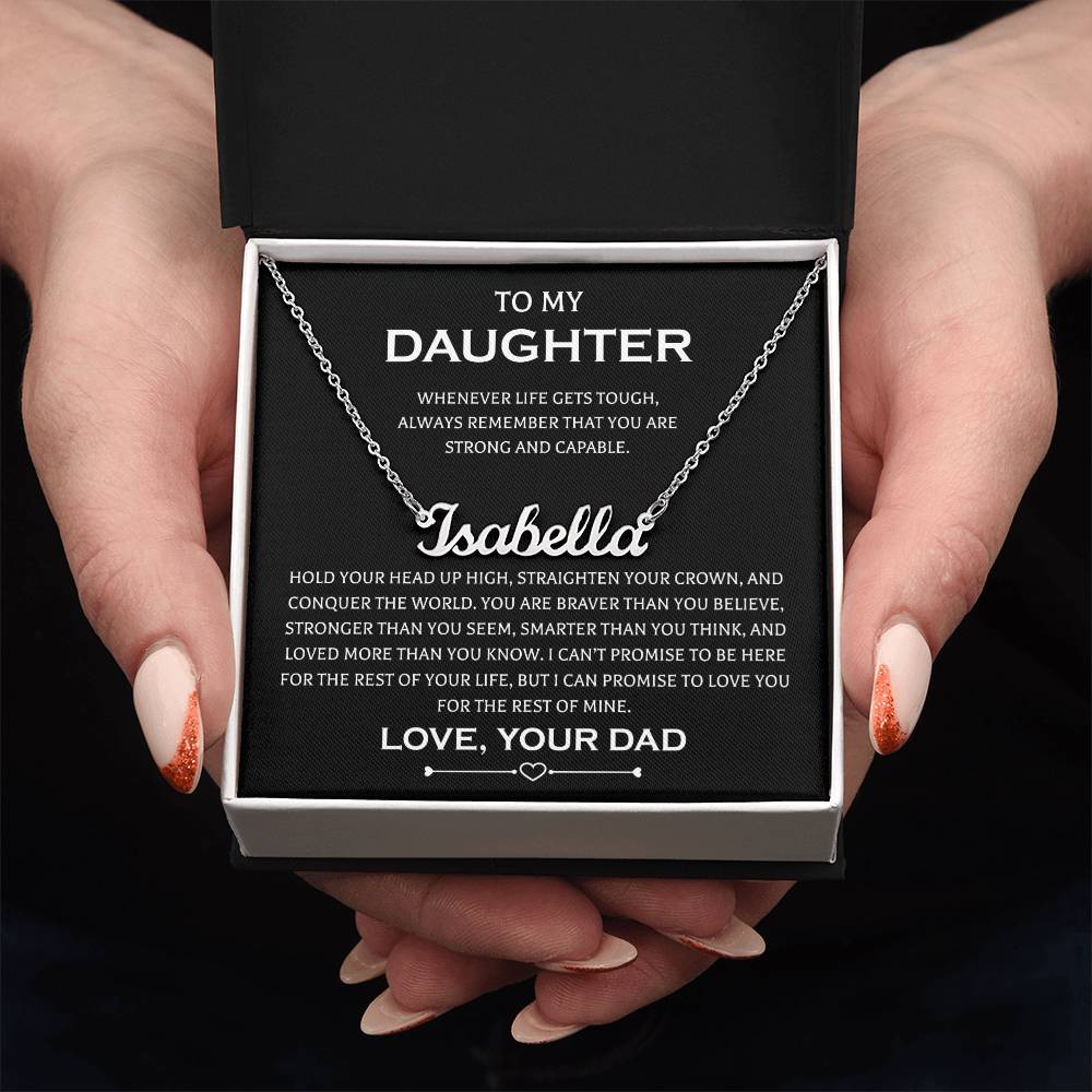 Gifts to My Daughter Necklace From Dad Personalized Name Necklace Father Daughter Necklaces On Birthday, Anniversary Includes Gift Box
