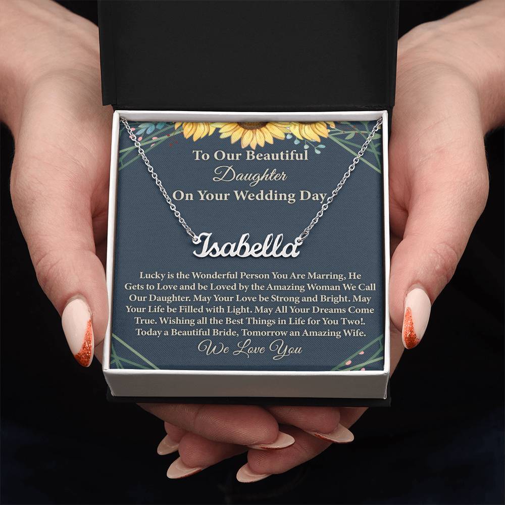 To My Daughter On Wedding Day Necklace From Mom, Beautiful Daughter Wedding Gift Jewelry Necklace Styles On Birthday, Bride Gift From Mom, And Wedding Gifts For Daughter.