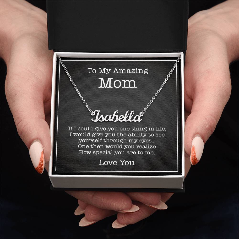 To My Mom Personalized Name Necklace, Mom Gift, Mom Necklace, Jewelry From Son Daughter, Gift Mom Birthday, Christmas, Mothers Day, Necklaces with Meaningful Messages