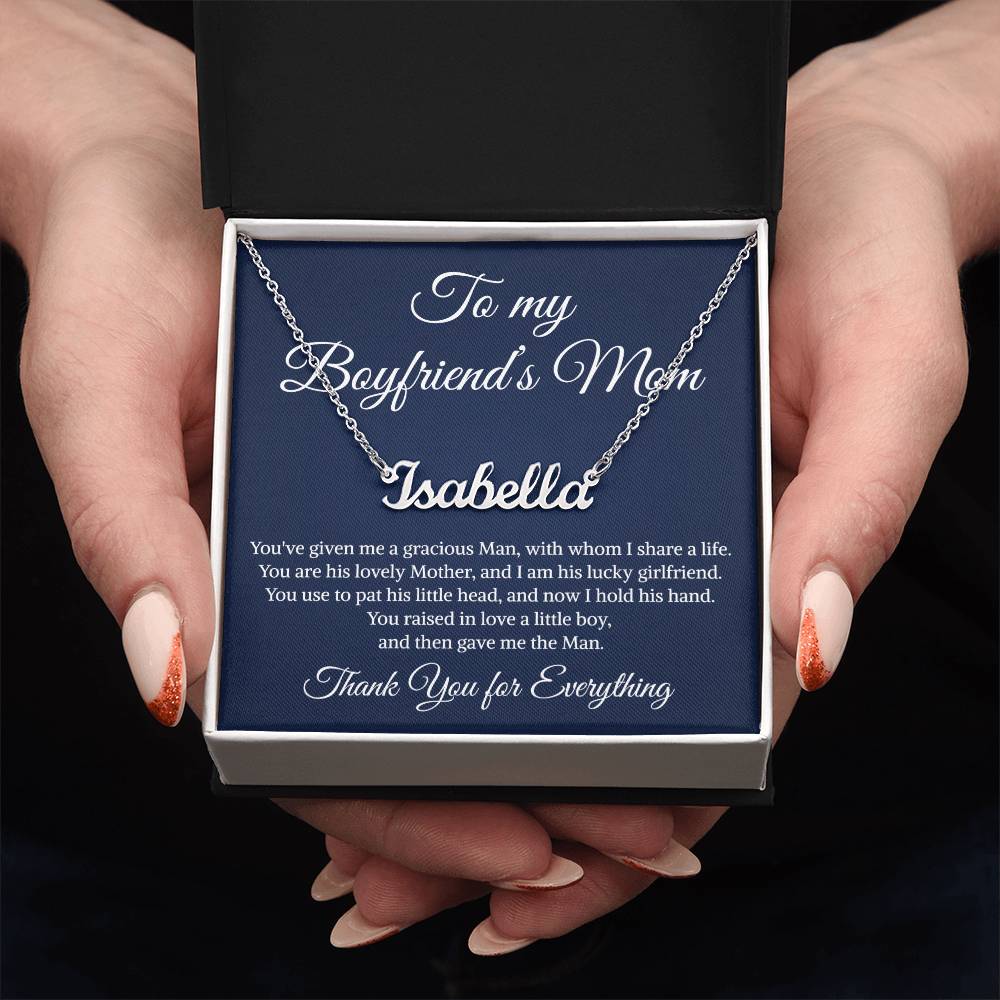 Gift to My Boyfriend's Mom Necklace, Personalized Name Necklace , Boyfriends Mom Necklace