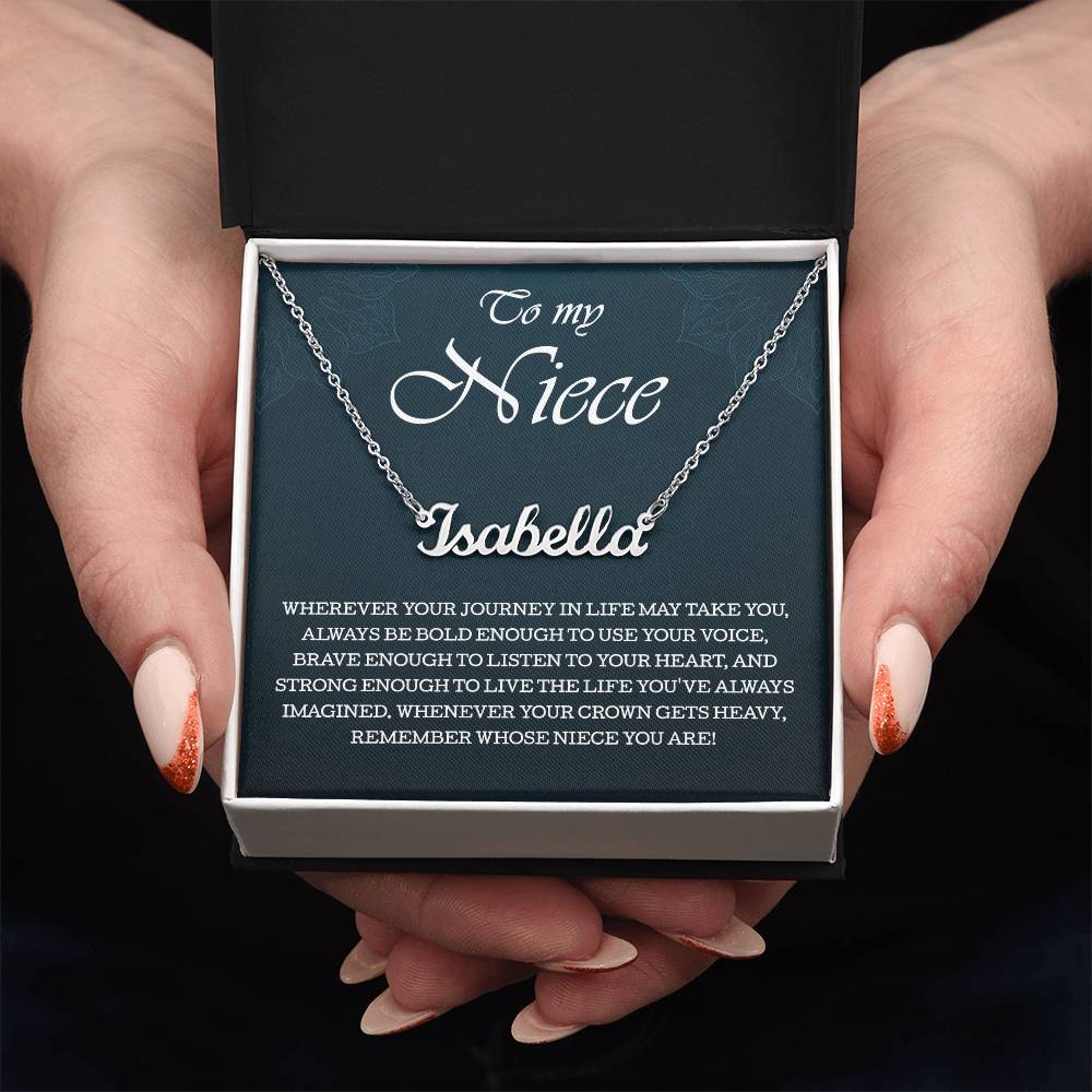 To My Niece Personalized Name Necklace, Perfect Birthday or Graduation Gift with Blessing Card and Gift Box Packaging