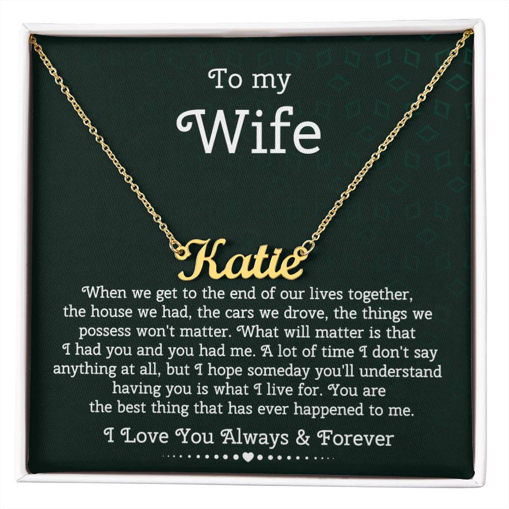 To My Wife Personalized Heart Name Necklace, From Husband, Anniversary Gift for Wife, Sentimental Gift for Wife, Birthday Gift for Wife