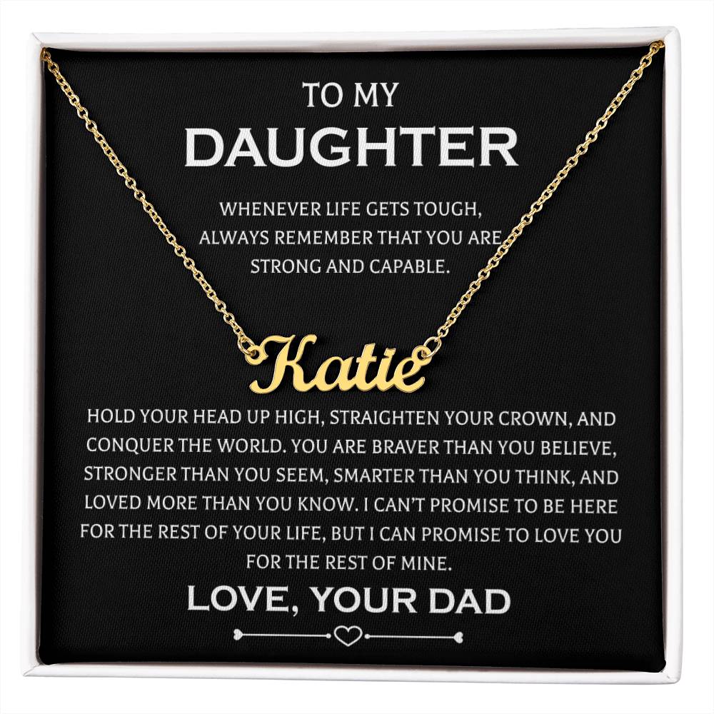 Gifts to My Daughter Necklace From Dad Personalized Name Necklace Father Daughter Necklaces On Birthday, Anniversary Includes Gift Box