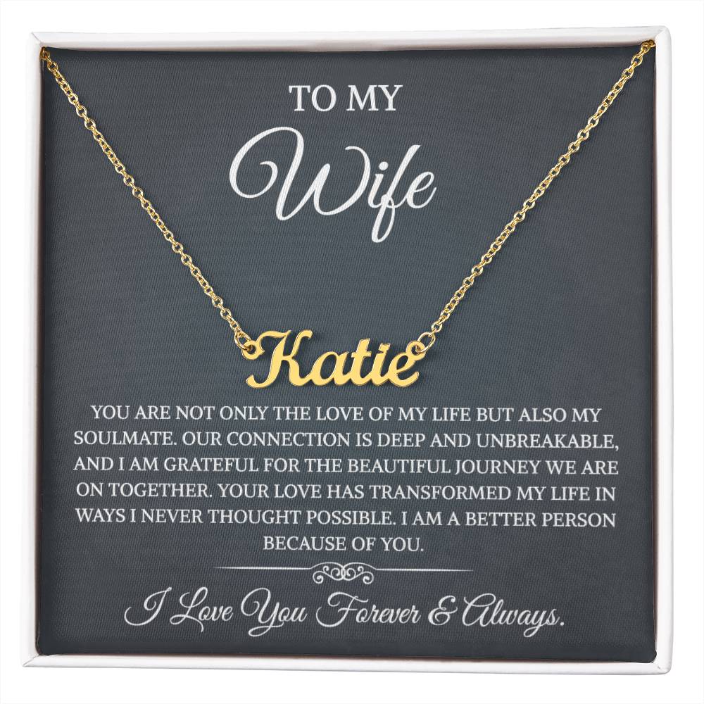 To My Wife Necklace from Husband with Message Card Romantic Gifts for Wife  Name Necklace for Women, Wife Jewelry Rose Gold, Wife Birthday Anniversary Valentines Mothers Day Gifts