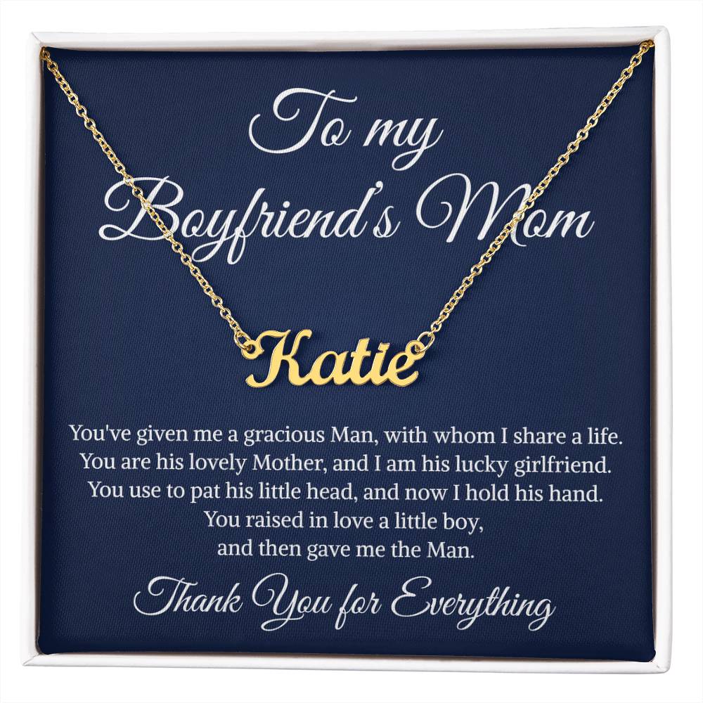 Gift to My Boyfriend's Mom Necklace, Personalized Name Necklace , Boyfriends Mom Necklace
