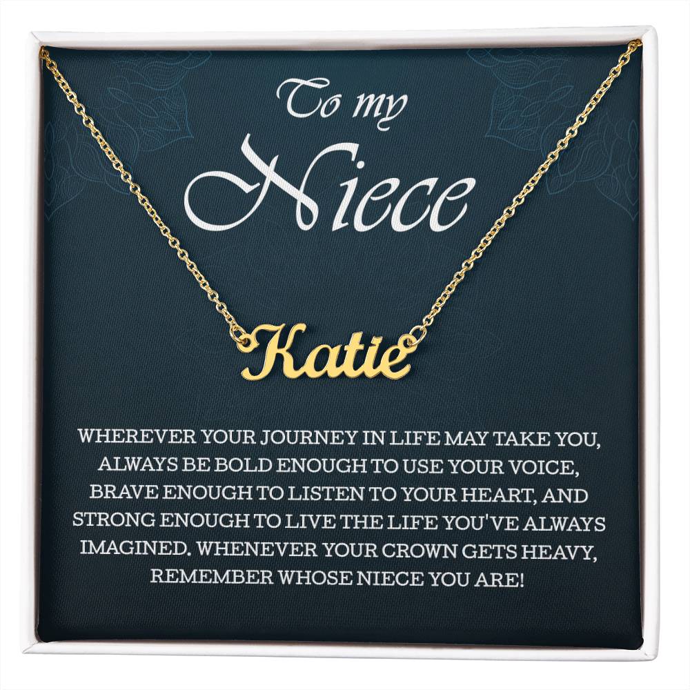 To My Niece Personalized Name Necklace, Perfect Birthday or Graduation Gift with Blessing Card and Gift Box Packaging