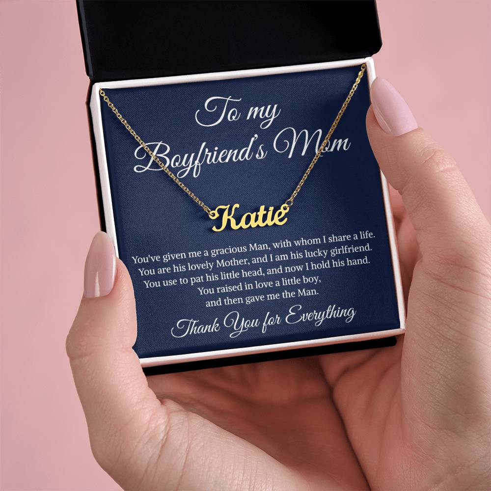 Gift to My Boyfriend's Mom Necklace, Personalized Name Necklace , Boyfriends Mom Necklace