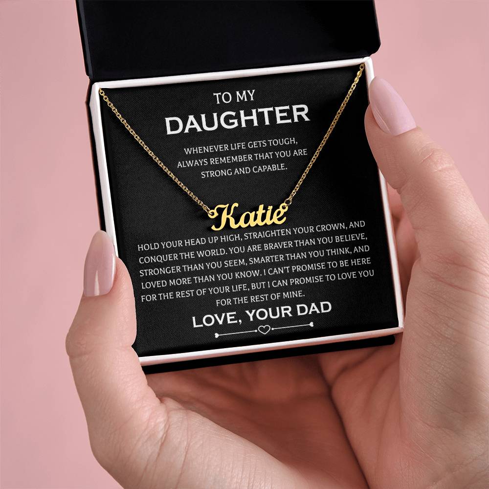Gifts to My Daughter Necklace From Dad Personalized Name Necklace Father Daughter Necklaces On Birthday, Anniversary Includes Gift Box