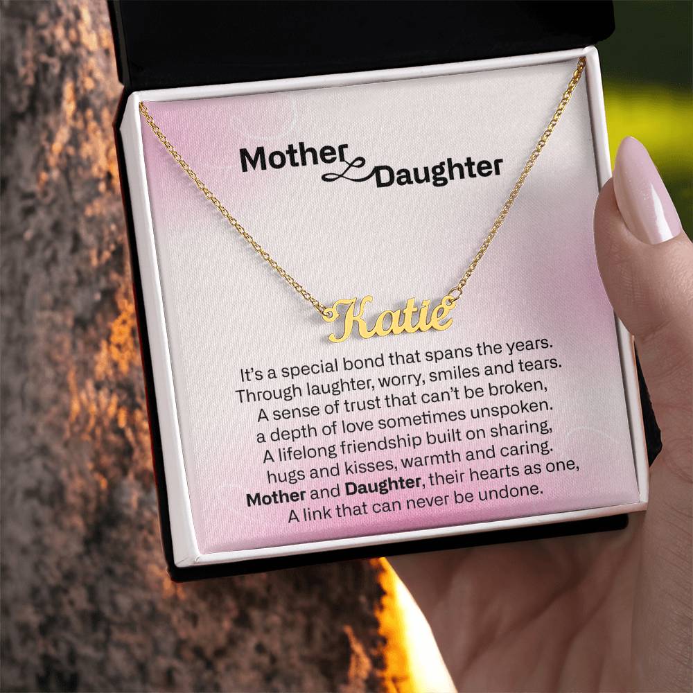Gift for Mom Daughter Personalized Name Necklace with Heart Mother Daughter Necklace Birthday Mother's Day Gift for Mum Daughter with Love Card