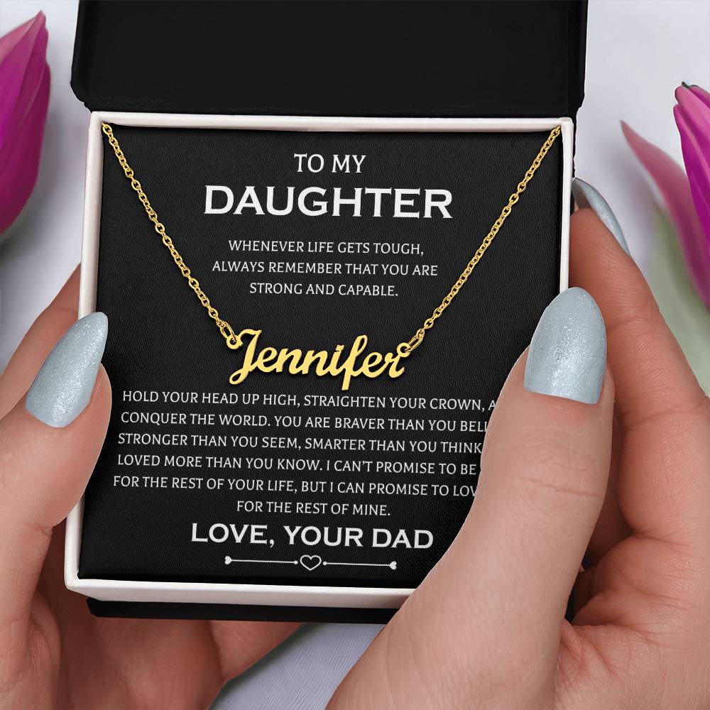 Gifts to My Daughter Necklace From Dad Personalized Name Necklace Father Daughter Necklaces On Birthday, Anniversary Includes Gift Box