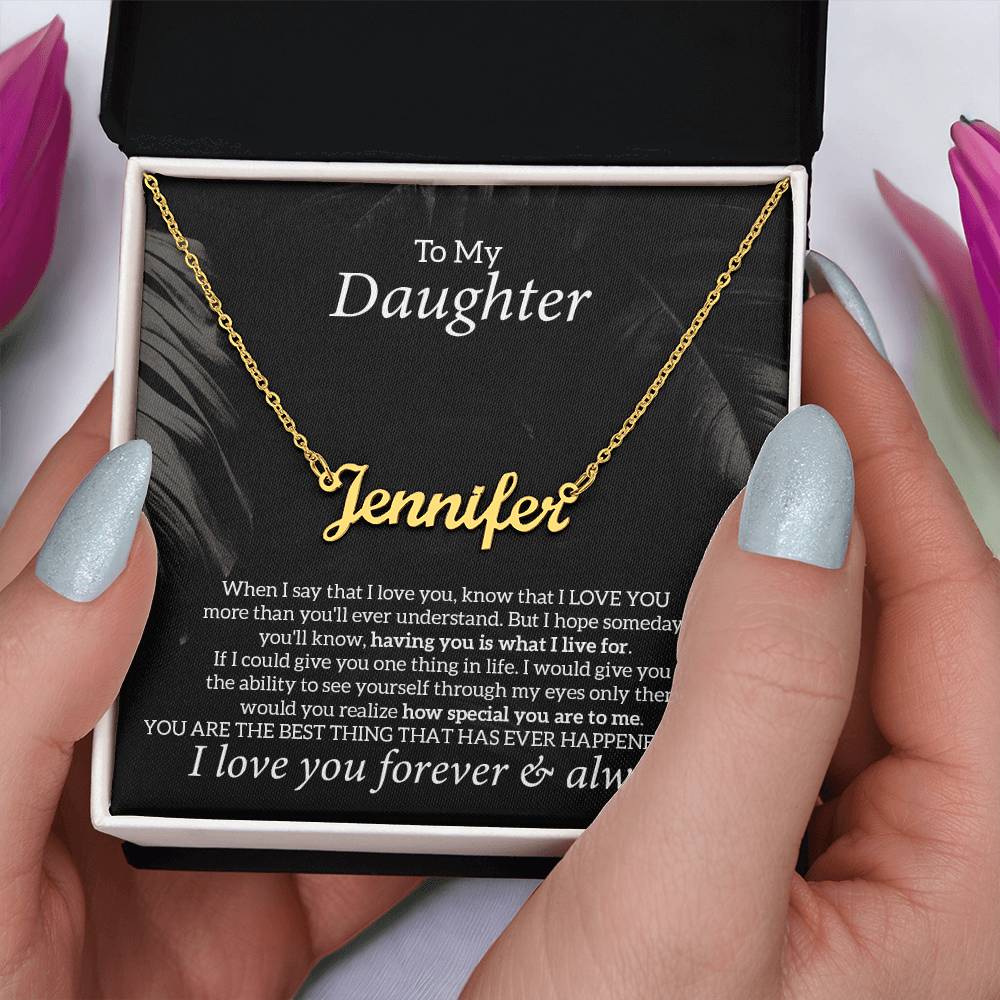 To My Daughter Necklace Jewelry Gift, Personalized Name Necklace