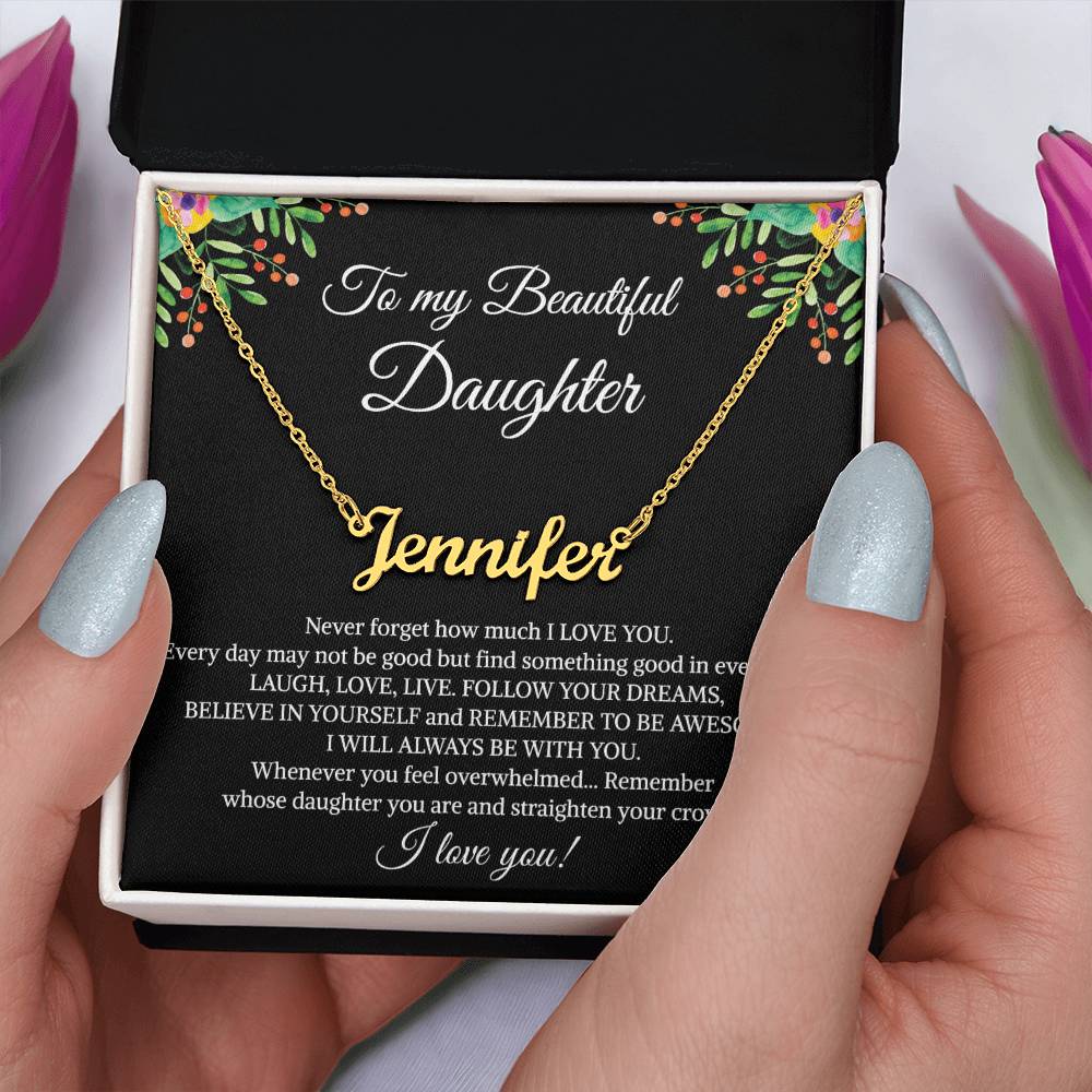 To My Beautiful Daughter Necklace, Mother's Day Graduation Birthday Christmas Jewelry Gifts from Mom Dad with Heartfelt Message Card & Elegant Box