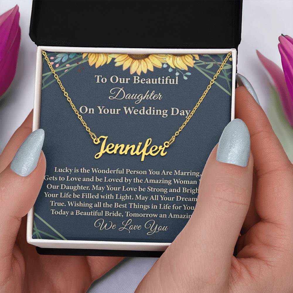 To My Daughter On Wedding Day Necklace From Mom, Beautiful Daughter Wedding Gift Jewelry Necklace Styles On Birthday, Bride Gift From Mom, And Wedding Gifts For Daughter.