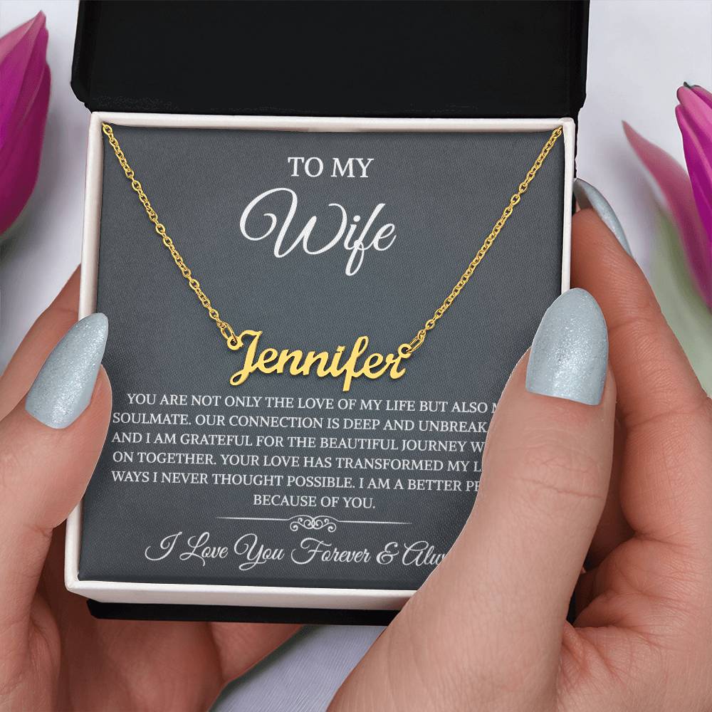 To My Wife Necklace from Husband with Message Card Romantic Gifts for Wife  Name Necklace for Women, Wife Jewelry Rose Gold, Wife Birthday Anniversary Valentines Mothers Day Gifts