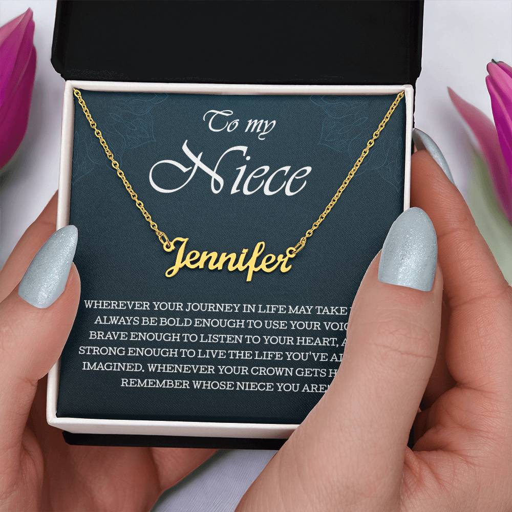 To My Niece Personalized Name Necklace, Perfect Birthday or Graduation Gift with Blessing Card and Gift Box Packaging