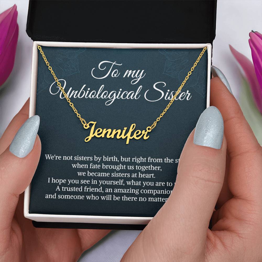 Unbiological Sister Necklace Bonus Sister Necklace Sister in Law Necklace Personalized Name Necklace for Sister Birthday Gifts from Sister Christmas Gifts