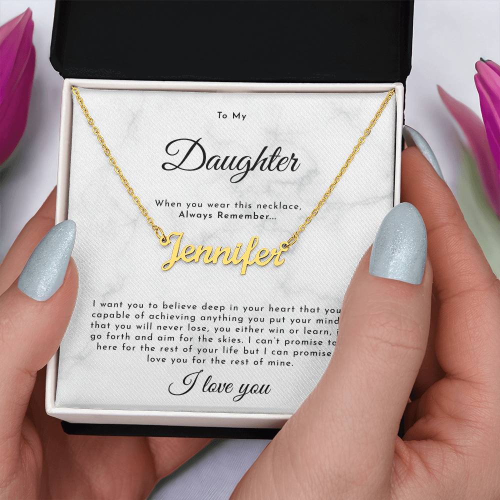 To My Daughter Necklace, Personalized Daughter Necklace Gift, Custom Name Daughter Necklace Ideas Gift, Gift Box Message Card To Daughter