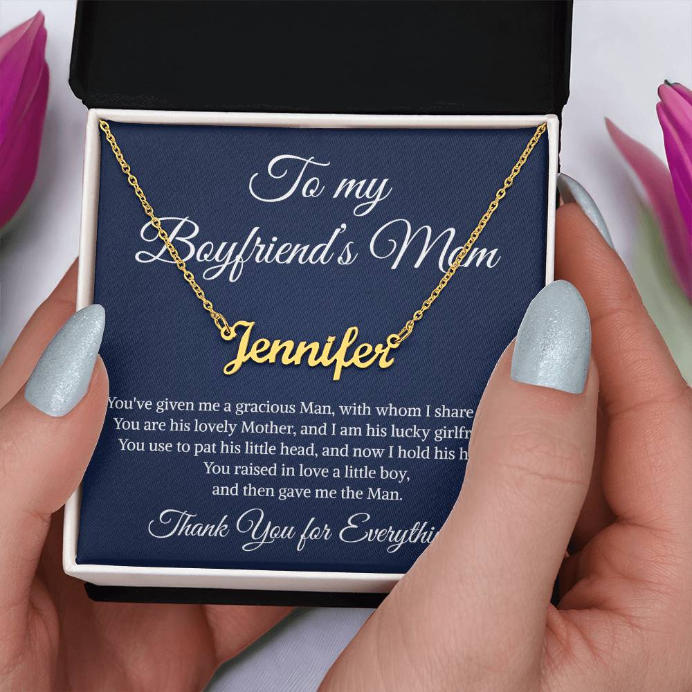 Gift to My Boyfriend's Mom Necklace, Personalized Name Necklace , Boyfriends Mom Necklace