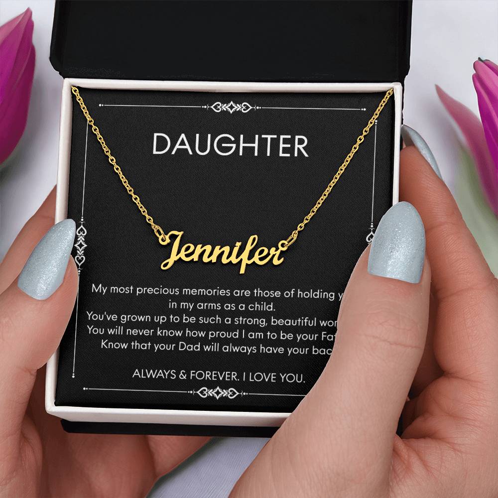 To My Daughter Necklace Gifts for Daughter From Dad, Birthday Gift To Daughter Gift for Girls From Father, Necklaces Personalized Name Necklace
