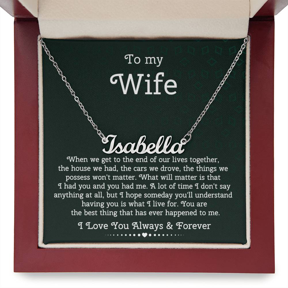 To My Wife Personalized Heart Name Necklace, From Husband, Anniversary Gift for Wife, Sentimental Gift for Wife, Birthday Gift for Wife