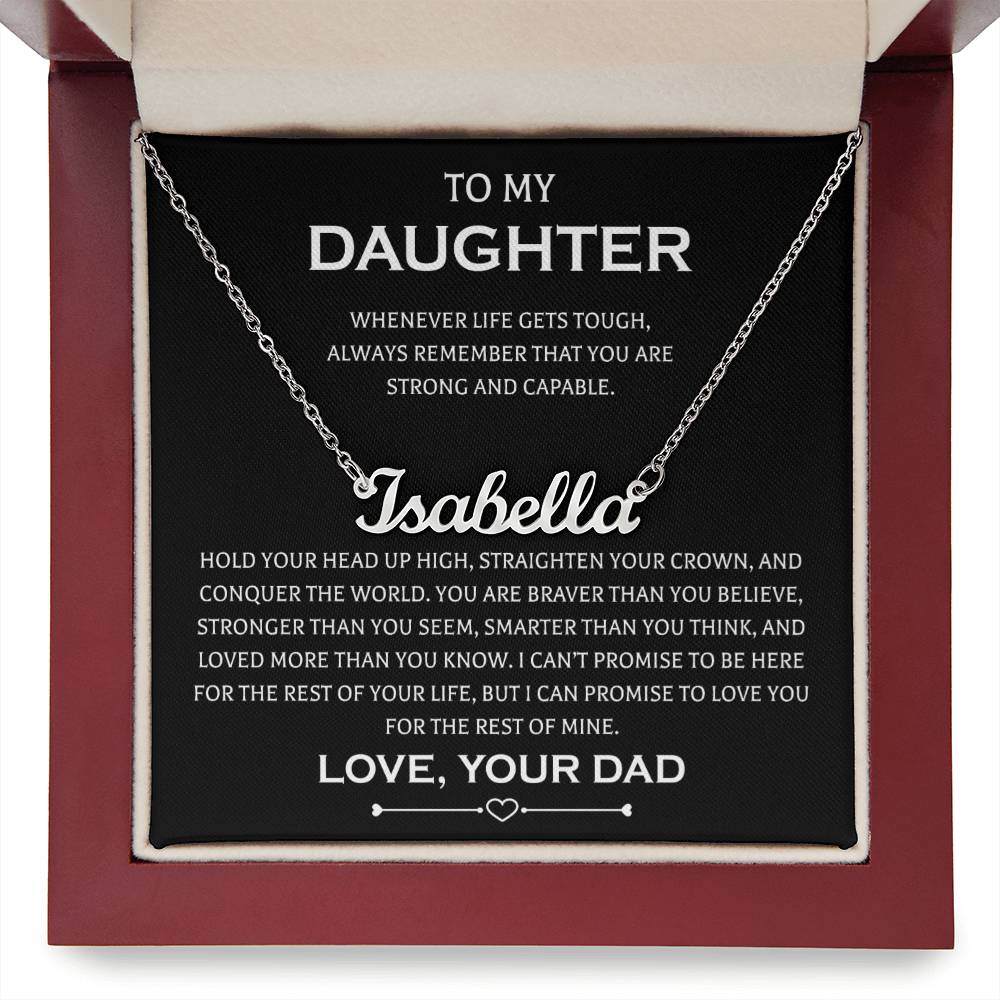 Gifts to My Daughter Necklace From Dad Personalized Name Necklace Father Daughter Necklaces On Birthday, Anniversary Includes Gift Box