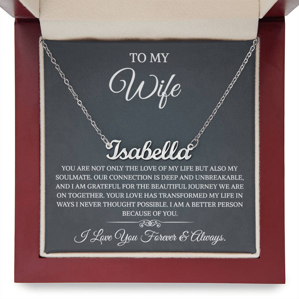 To My Wife Necklace from Husband with Message Card Romantic Gifts for Wife  Name Necklace for Women, Wife Jewelry Rose Gold, Wife Birthday Anniversary Valentines Mothers Day Gifts