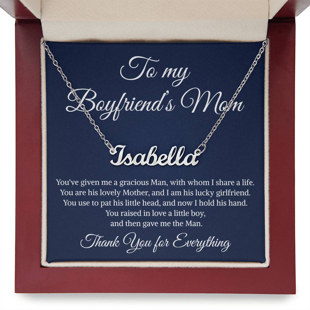 Gift to My Boyfriend's Mom Necklace, Personalized Name Necklace , Boyfriends Mom Necklace