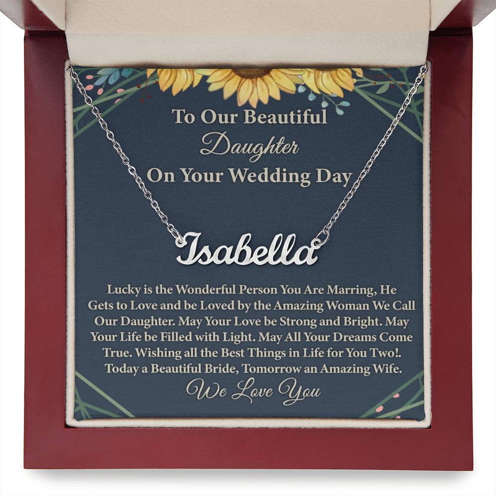 To My Daughter On Wedding Day Necklace From Mom, Beautiful Daughter Wedding Gift Jewelry Necklace Styles On Birthday, Bride Gift From Mom, And Wedding Gifts For Daughter.
