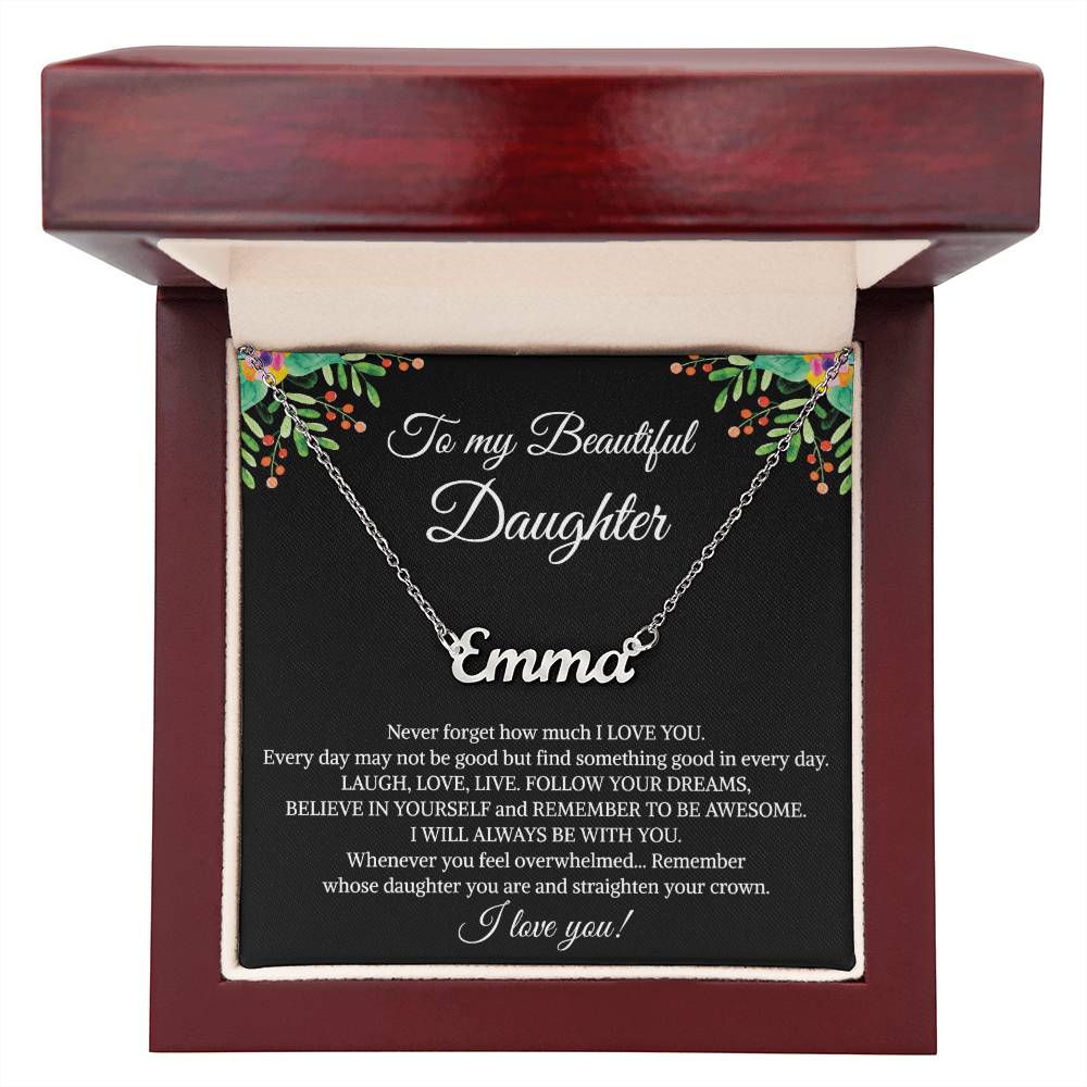 To My Beautiful Daughter Necklace, Mother's Day Graduation Birthday Christmas Jewelry Gifts from Mom Dad with Heartfelt Message Card & Elegant Box